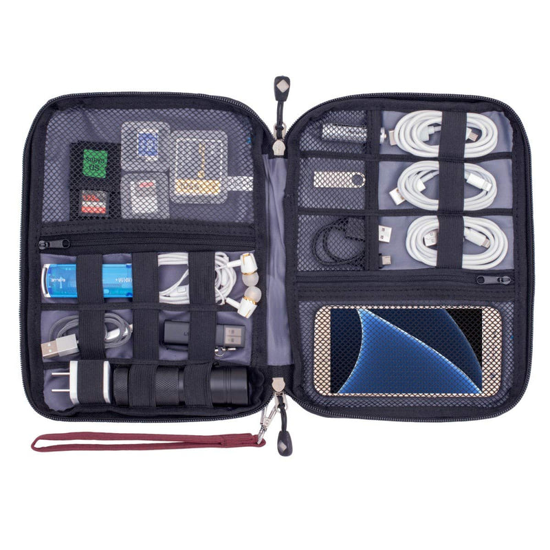  [AUSTRALIA] - Travel Cable Organizer Bag Waterproof Portable Electronic Organizer for USB Cable Cord Phone Charger Headset Wire SD Card,5pcs Cable Ties Red