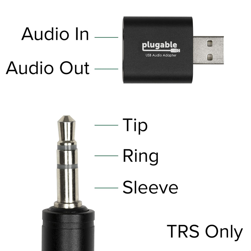  [AUSTRALIA] - Plugable USB Audio Adapter with 3.5mm Speaker-Headphone and Microphone Jack, Add an External Stereo Sound Card to Any PC, Compatible with Windows, Mac, and Linux