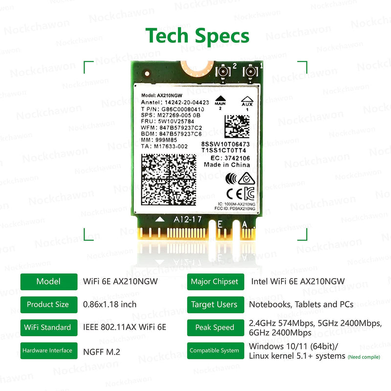  [AUSTRALIA] - 802.11AX WiFi 6E AX210NGW WiFi Card,Expand to Tri-Band 6GHz/5GHz/2.4GHz M.2 NGFF Wireless Bluetooth 5.2 Card Interface WiFi Adapter for Laptop Support Windows 10/11 64bit