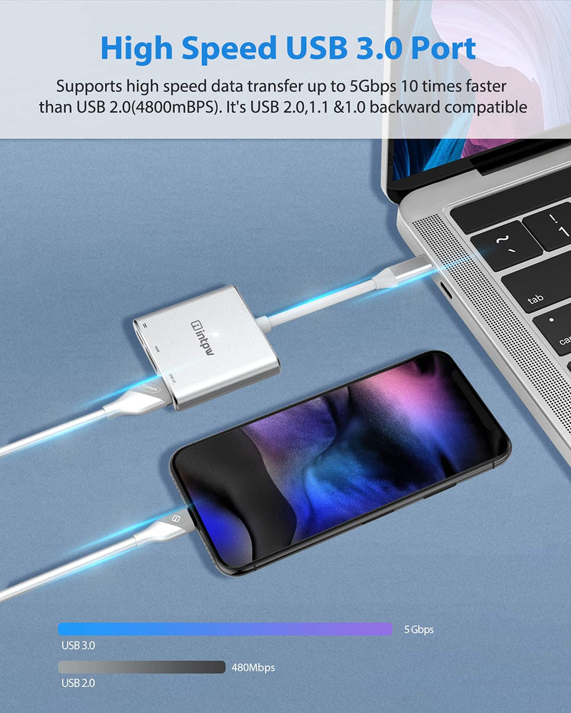 INTPW USB-C to HDMI Adapter 4K Compatible MacBook Pro, USB Type C to HDMI Adapter with USB 3.0 Port Mac HDMI Adapter, Type-C PD Charging Port Compatible w/MacBook Air 2018/Dell XPS13, Space Silver - LeoForward Australia
