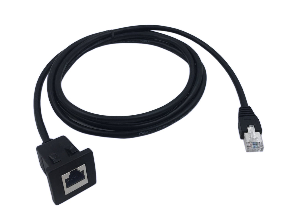  [AUSTRALIA] - CERRXIAN RJ45 Male to Female LAN Ethernet Network Cat 5e Panel Mount Cable (Black)(2m) 2m