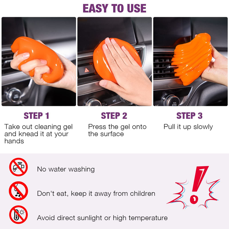  [AUSTRALIA] - bedee Car Cleaning Gel Cleaning Putty: 2023 Upgraded Keyboard Cleaner Gel 3 Pack High Efficient Cleaning Reusable No Sticky Hands Dust Cleaning Gel for Car Interior Air Vent Keyboard Camera Printer Blue+purple+orange