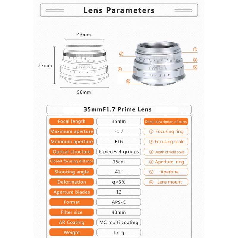  [AUSTRALIA] - HUABAN 35mm F1.7 Large Aperture Manual Prime Lens for X Mount APS-C Mirrorless Camera X-H1 X-M1 X-A1 X-A2 X-A3 X-A5 X-A7 X-A10 X-A20 X-T1 X-T2 X-T3 X-T10 X-T20 X-T30 X-T100 X-Pro1 X-Pro2 X-Pro3 Black