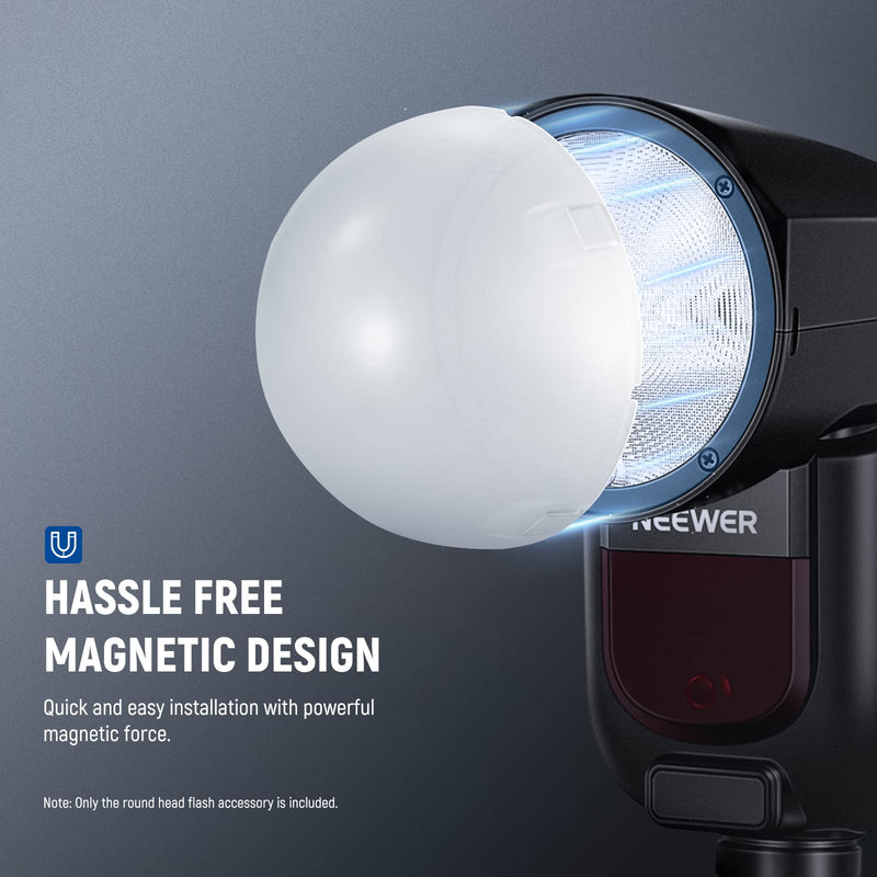  [AUSTRALIA] - NEEWER Magnetic Dome Diffuser for Z1 Round Head Speedlite Flash, Magnetically Attached Flash Dome Light Modifier for Z1-S, Z1-N, Z1-C Speedlite, M12