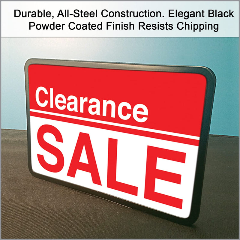  [AUSTRALIA] - 11" Wide x 7" High Metal Sign Frame with Wedge Base - MWB-711 | Metal Sign Frame for Display Signage | Black Powder Coated All-Steel Construction