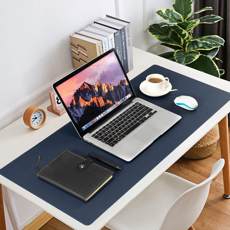 Leather Desk Pad,Wolaile 36x17 inch Large Mouse Pad,Waterproof Non-Slip Writing Desk Blotter,Computer Mat Desktop Protector for Office Home,Navy Blue Navy Blue - LeoForward Australia