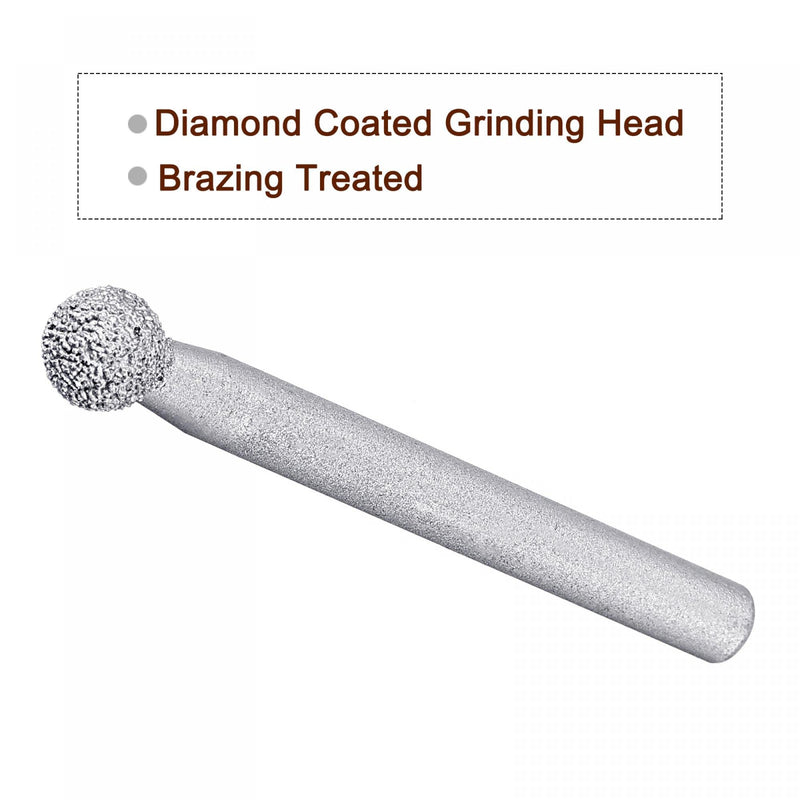  [AUSTRALIA] - uxcell Diamond Mounted Points 60 Grit 8.5mm Brazed Grinder Sphere Head 6mm Shank Grinding Rotary Bit Marble Stone Carving Tool 2pcs