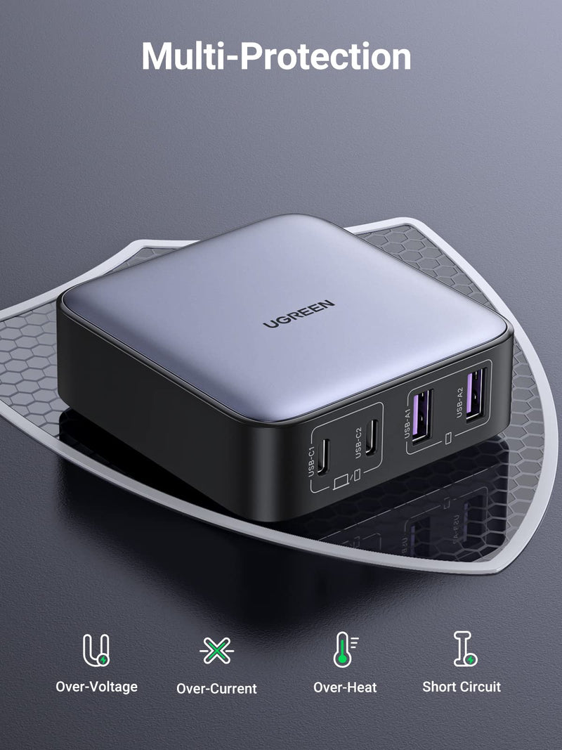  [AUSTRALIA] - UGREEN 65W USB C Charging Station, Nexode 4 Ports USB C Charger, GaN Desktop Charger Compatible with iPhone 14/14 Plus/14 Pro/14 Pro Max/13/12, Galaxy S22, iPad, MacBook Pro, Steam Deck and More