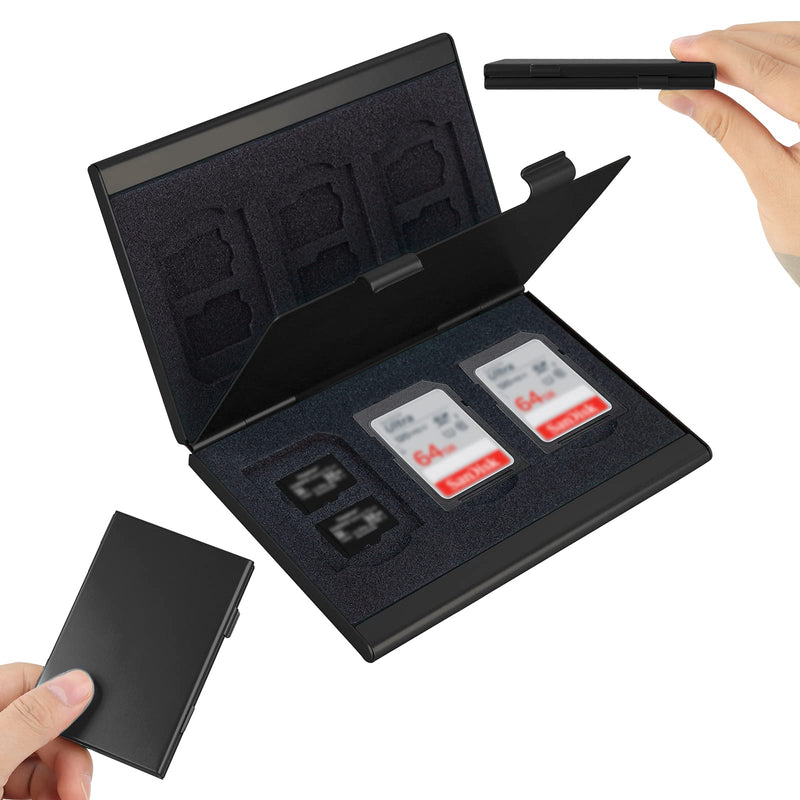 SD Card Holder, SD Card Case,LAVILI CF Memory Card Holder Case Aluminum Alloy Hard Shell, Double-Layer Capacity for 6SD Cards and 12 TF Cards Black Color - LeoForward Australia