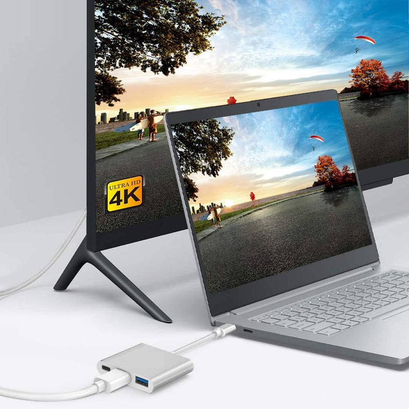  [AUSTRALIA] - WISYIFIL USB C to HDMI Adapter,USB 3.1Type-C Converter to HDMI 4K+USB 3.0+USB-C Charging Port 3 in 1 Hub,USB-C Digital AV Multiport Adapter for MacBook Pro/iPad Pro/Switch/S8+/S9+/Projector/Monitor