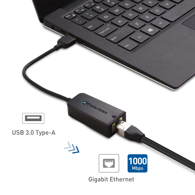 Cable Matters USB to Ethernet Adapter (USB 3.0 to Ethernet) Supporting 10/100/1000 Mbps Ethernet Network in Black - LeoForward Australia