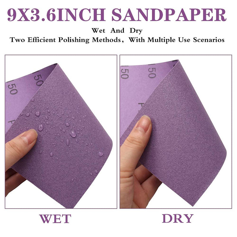  [AUSTRALIA] - Sandpaper 1500 Grit,Wet Dry Sanding Sheets,High Performance Ceramic Abrasive Sand Paper for Wood Furniture Finishing,Metal Grinding,Automotive Polishing,9 x 3.6 Inch,Purple,25-Pack