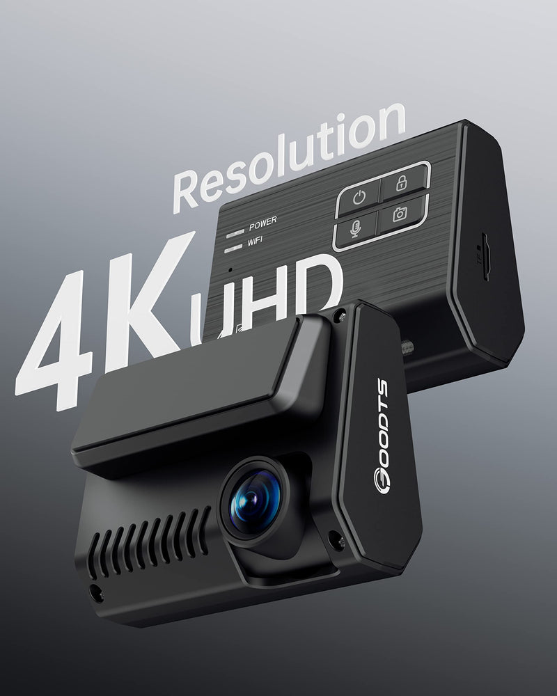  [AUSTRALIA] - 4K Dash Cam Front, GOODTS Car Camera 2160P with WiFi, Dash Camera for Cars with Dedicated Car Charger, Dashcam with App Control,G-Sensor,Parking Monitor,3M Bracket,No Screen,64GB SD Card A15-03