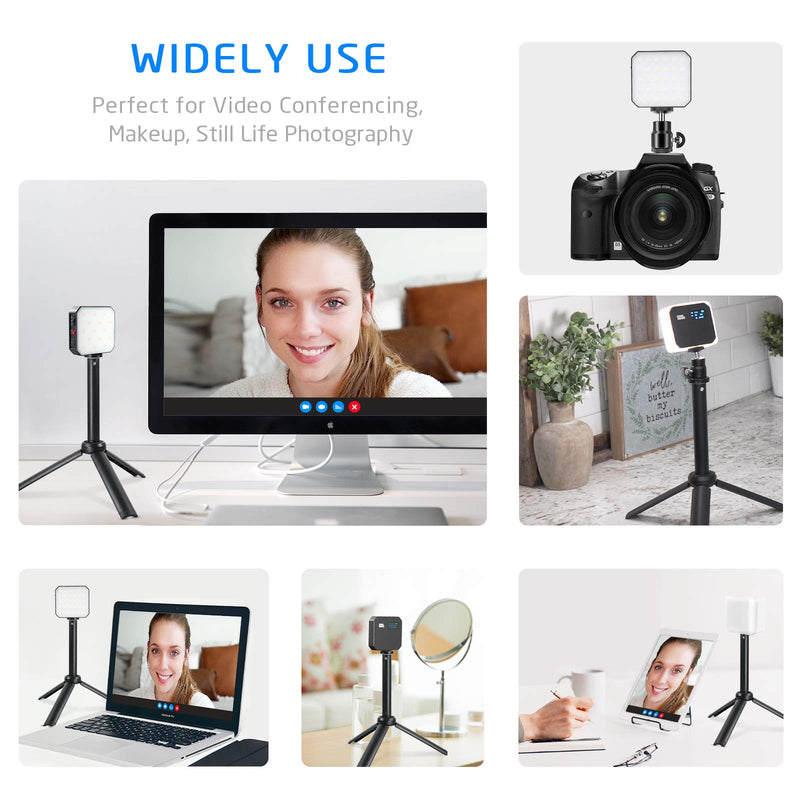  [AUSTRALIA] - Pixel GOs Zoom Light | 2000mAh Battery Light for Video Conferencing with Tripod | Video Call Light with White Diffuser | Palm-Sized LED Computer Light with OLED Screen GOs with Stand