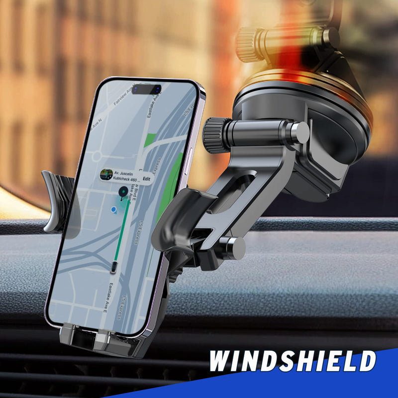  [AUSTRALIA] - IPOW Car Phone Mount [Off-Road Grade Super Suction] Universal Car Phone Holder Mount for Dashboard Windshield, Car Phone Mount for iPhone 14 Samsung All Phones with Angle Adjustment of 3 Parts Dashboard, Windshield