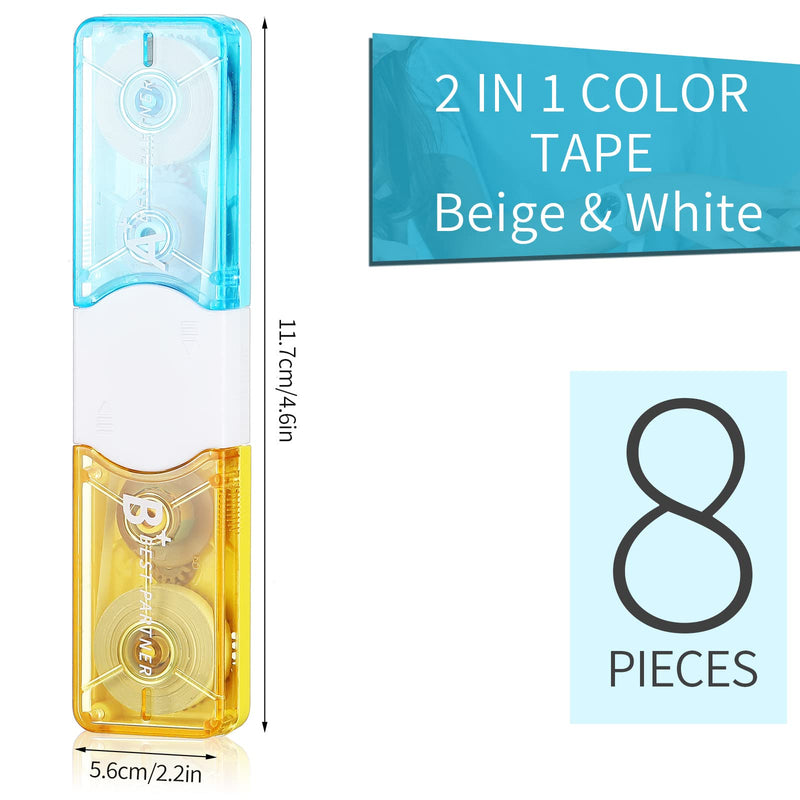 [AUSTRALIA] - 8 Pieces Correction Tape, White and Cream Yellow Color White out Tape Mini Beige Corrective Tape Eraser Correctional Tape 40 Feet for School, Office Workers, Note Taking