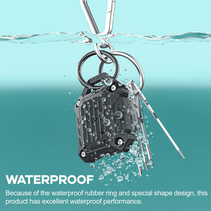  [AUSTRALIA] - Dovick- Waterproof Airtag Keychain Holder Case,Screw Full Cover Compatible with Apple Air Tag Tracker Key Ring Black 2Pack Black-B 2Pack