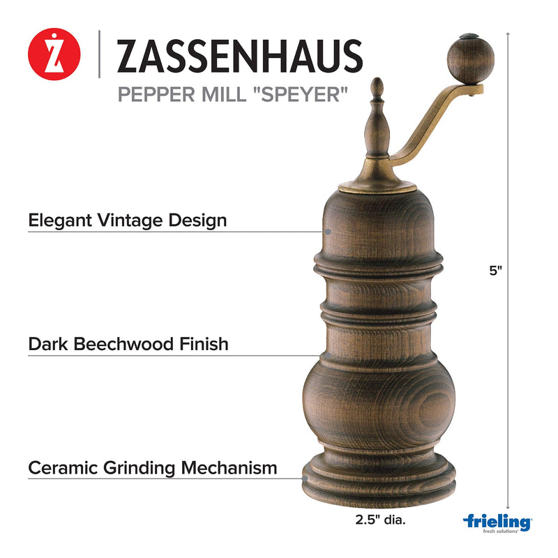  [AUSTRALIA] - Zassenhaus Speyer 5.1-Inch Dark Stained Beech Pepper Mill