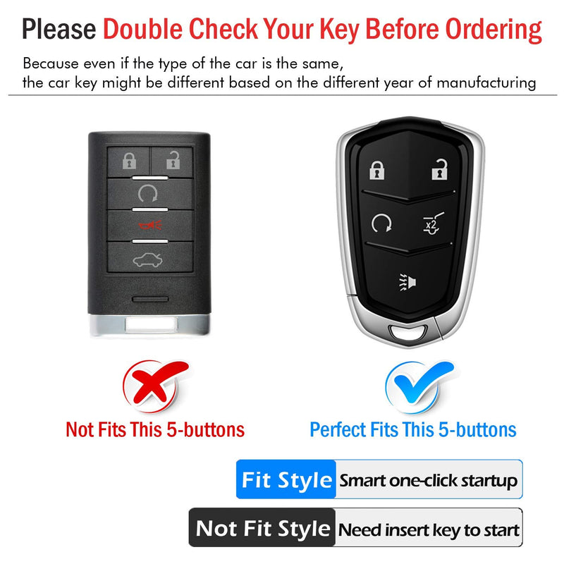  [AUSTRALIA] - Intermerge for Cadillac Key Fob Cover, Premium Soft TPU 360 Degree Full Protection Key Fob Casel Compatible with 2015-2019 Cadillac Escalade, CTS, SRX, XT5, ATS, STS, and CT6, (Blue,5-Buttons) Blue