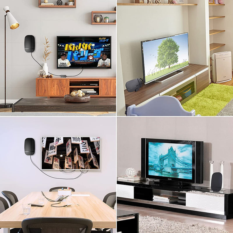  [AUSTRALIA] - TV Antenna for Smart TV - Antenna TV Digital HD Indoor Range 16FT Cable Support 4K 1080p and All TVs tv antenna (black)