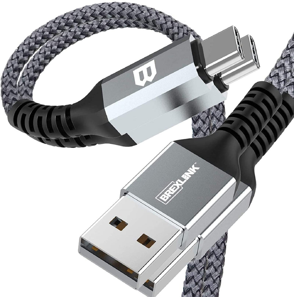  [AUSTRALIA] - BrexLink USB C Cable, Type C Charger USB 3A Charging Cable Fast Charge for Samsung Galaxy Note 22 Plus Ultra S21 S9 S8, Moto G7 G8, Other USB Type c Charger… (3ft+3ft, Grey) 3ft+3ft