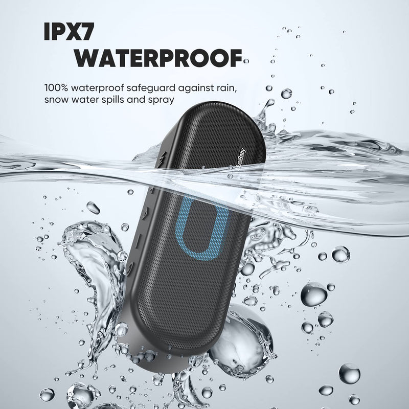  [AUSTRALIA] - Bluetooth Speakers,MusiBaby M33 Speaker,IPX7 Waterproof Bluetooth Speaker,Speakers Bluetooth Wireless,Portable Speaker with Stereo Sound,Extra Bass,24HRs Playtime for Indoor/Outdoor-Blk