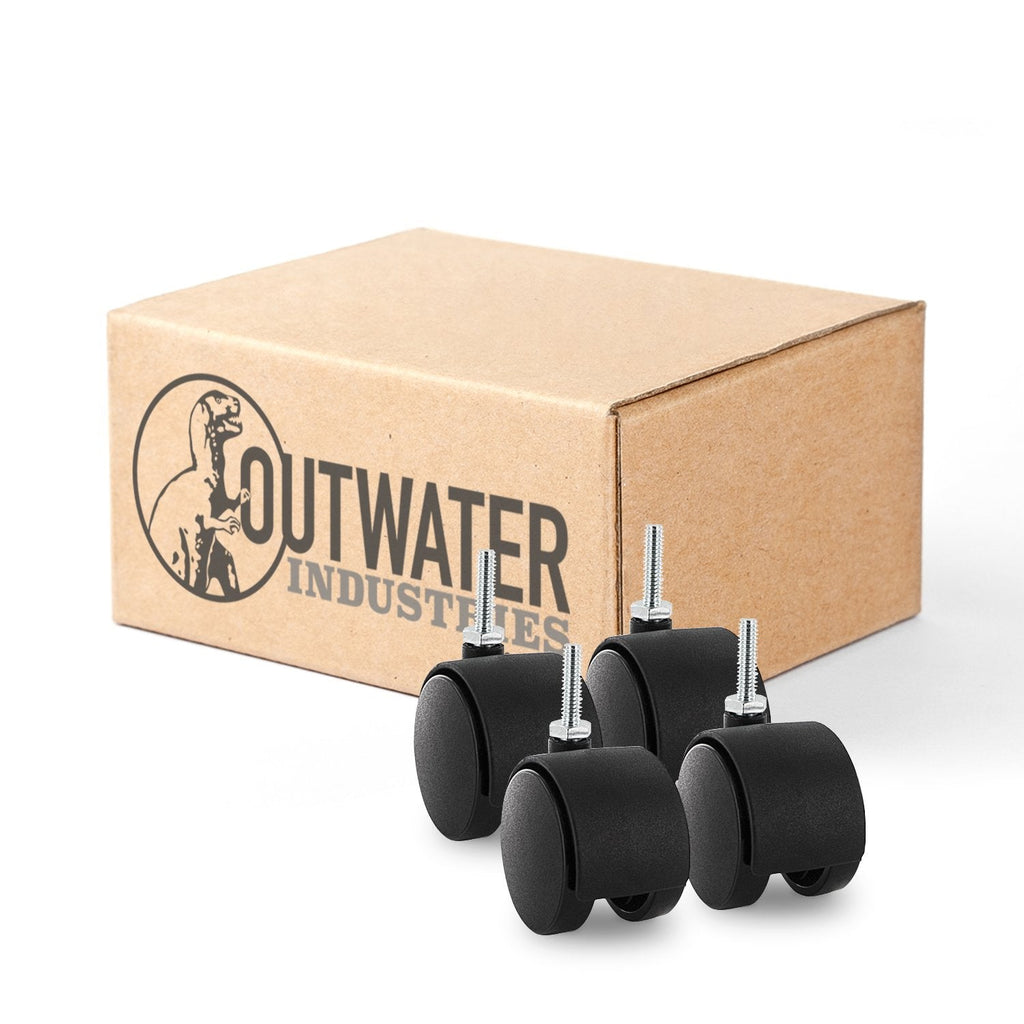  [AUSTRALIA] - Outwater's Premium 2 inch Heavy Duty Gusset Reinforced Caster Wheels Without Brakes (Samson) SAMS-4-BK with 1/4-20 x 1" Threaded Stem