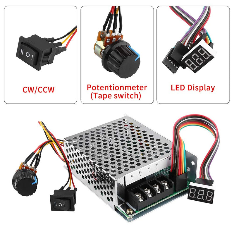  [AUSTRALIA] - DC Motor Speed Controller, DC10V-55V PWM Reversible and Adjustable Stepless Regulator Brushed DC Motor Speed Controller with Display