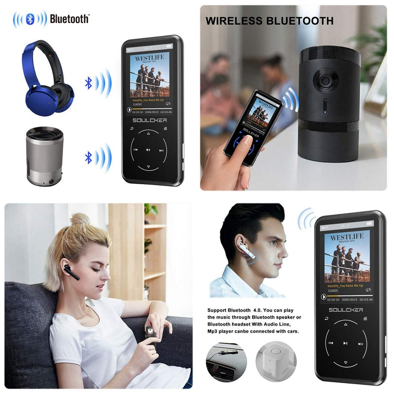  [AUSTRALIA] - MP3 Player, 16GB MP3 Player with Bluetooth 4.0, Portable HiFi Lossless Sound MP3 Music Player with FM Radio Voice Recorder E-Book 2.4'' Screen, Support up to 128GB (Headphone, Sport Armband Included)