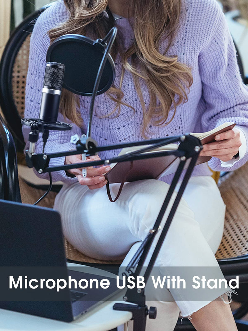  [AUSTRALIA] - Microphone with Support, Moman EM1 Microphone USB PC with Mic Stand Support