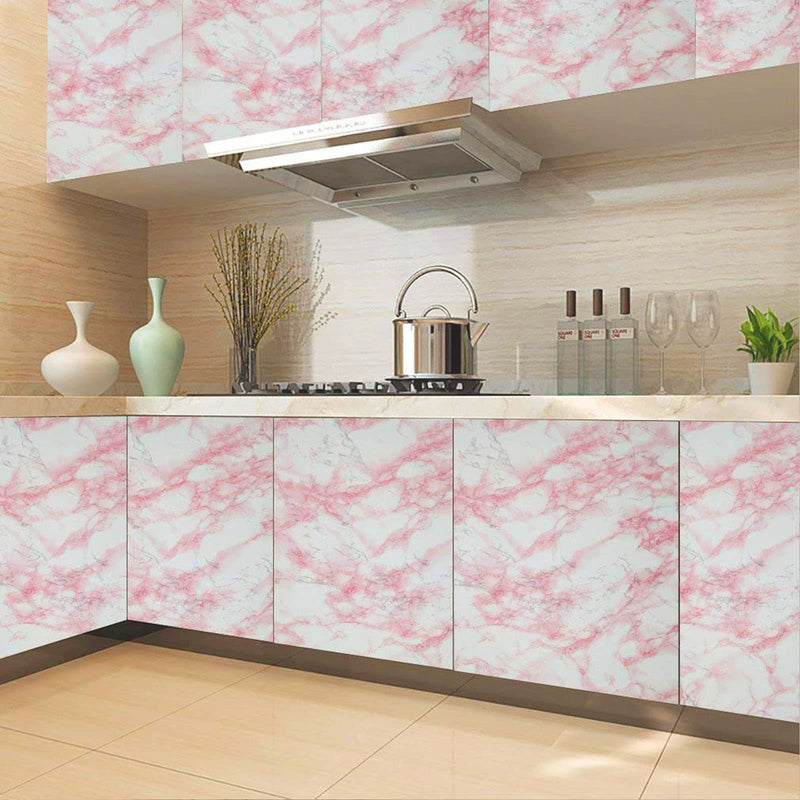  [AUSTRALIA] - practicalWs 11.8''×118'' Pink Marble Contact Paper Peel and Stick Countertops Self-Adhesive Vinyl Waterproof Wallpaper Great As Cabinets Drawer Shelf Wall Crafts Wall Paper Decorations 11.8''×118''