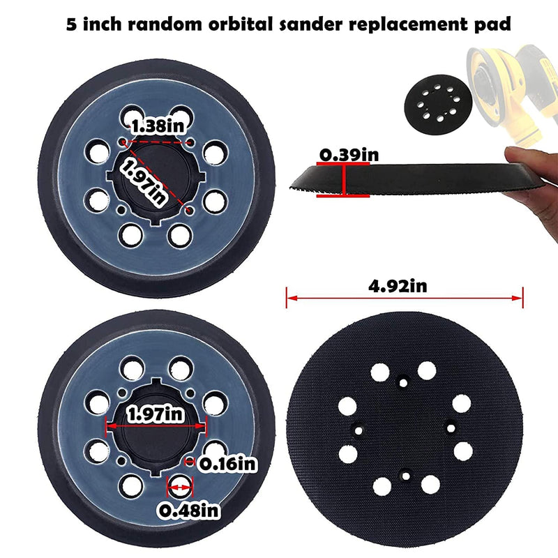  [AUSTRALIA] - 2 Packs for DeWalt DWE64233 & N329079 Orbital Sander Replacement Pad, 5 inch 8 Hole Hook & Loop Sanding Disc Backing Pads, Compatible with DWE6421-B2, DWE6421-B3, DWE6423/6423K, DWE6421/6421K, Blue