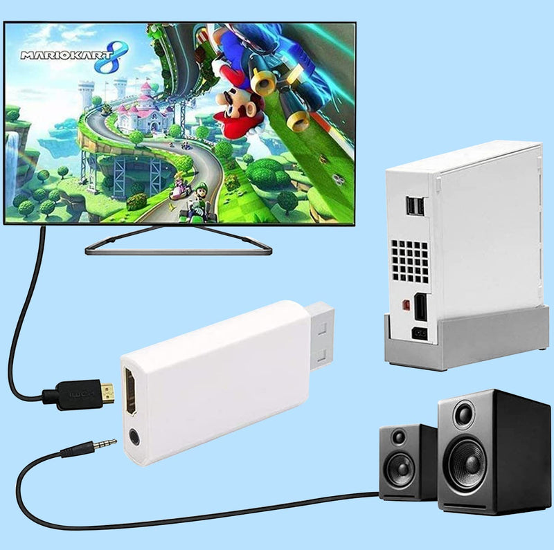 [AUSTRALIA] - RuiPuo Wii to HDMI Converter Output Video Audio Adapter, with 3.5mm Audio Video Output Supports All Wii Display Modes, Best Compatibility and Stability for Nintendo (Wii to HDMI Adapter)