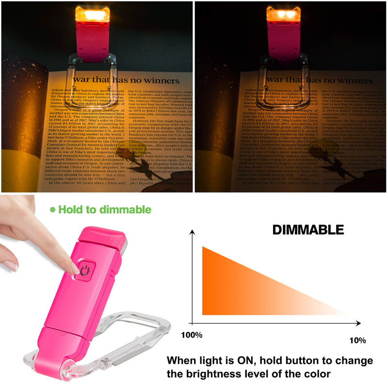  [AUSTRALIA] - BIGLIGHT Amber Book Reading Light, LED Clip on Book Lights, Reading Lights for Books in Bed, Small Book Light for Kids, USB Rechargeable, 2 Brightness Adjustable for Eye Protection, Red