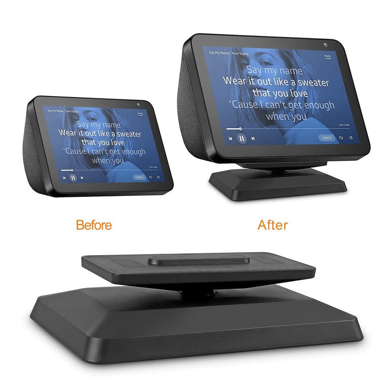  [AUSTRALIA] - Stand for Echo Show 8, Adjustable Mount Accessory Smart Speaker 360 Degree Swivel Holder for Echo Show 8 with Magnetic Attachment Anti-Slip Base (Black) Black