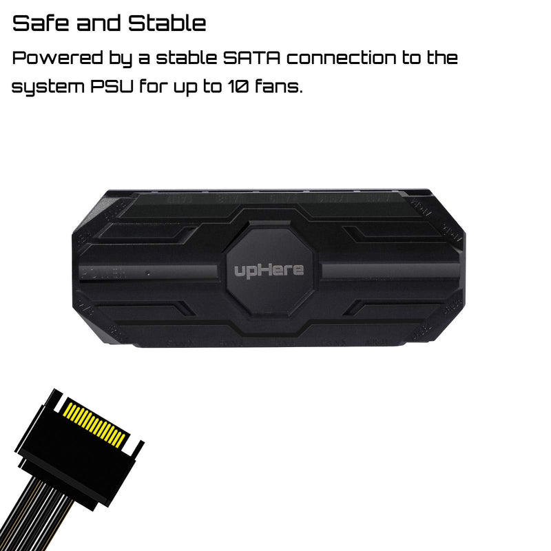  [AUSTRALIA] - upHere 10-Port 6PIN SATA RGB Hub with 21-Key Remote Control/Splitter for 6-Pin Case Fans in Black-MBX10
