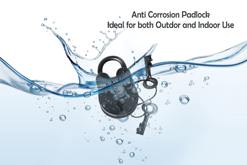  [AUSTRALIA] - RII Iron Lock and Keys/Old Fashion Lock and Key/Antique Iron Lock with Key/Cast Iron Lock - Old Trunk Lock (3.5 inch) 3.5 Inch