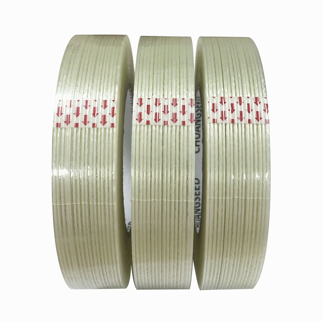  [AUSTRALIA] - 3Pack Mono Filament Strapping Tape 6.2mil x 1Inch x 60yds Commodity Grade Heavy Duty Transparent Reinforced Fiberglass Tape CHUANGSEED 1" X 60YDS 3-PACK