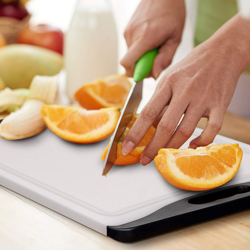  [AUSTRALIA] - Large Cutting Board, 14" Plastic Cutting Board for Kitchen Dishwasher Safe Non Slip Chopping Board with Juice Grooves Kitchen Cutting Board with Easy Grip Handle, Clear, Kikcoin L-14.0"L*9.7"W