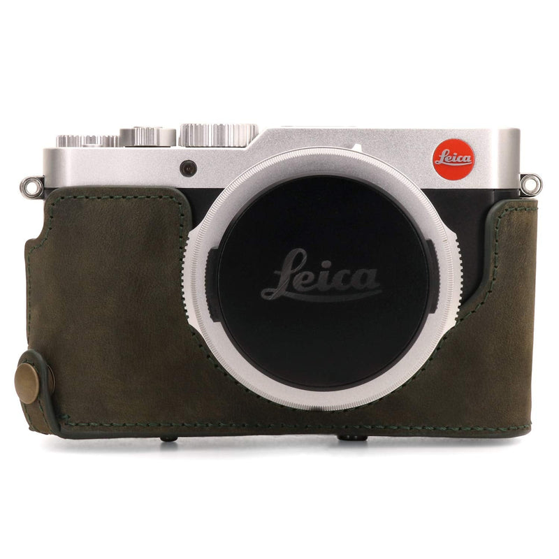  [AUSTRALIA] - MegaGear Ever Ready Genuine Leather Camera Case Compatible with Leica D-Lux 7 Khaki Green