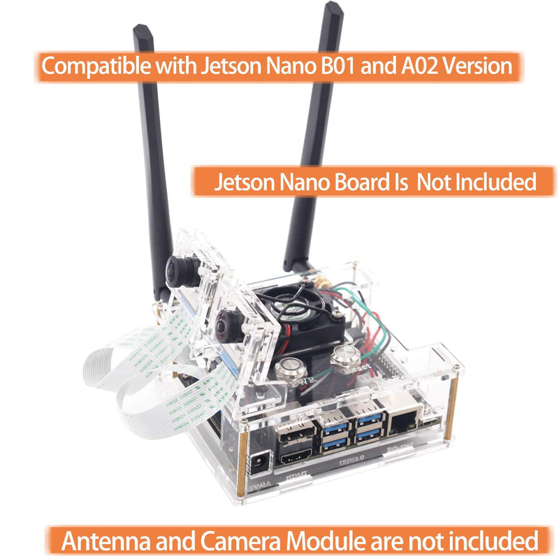  [AUSTRALIA] - Makeronics Acrylic Case/Enclosure (Clear Transparent) for Jetson Nano with Camera Case for B01 and A02 | Power & Reset Control Switch | Cooling Fan | Assembly Instruction Included 2. Transparent(Support B01 and A02)