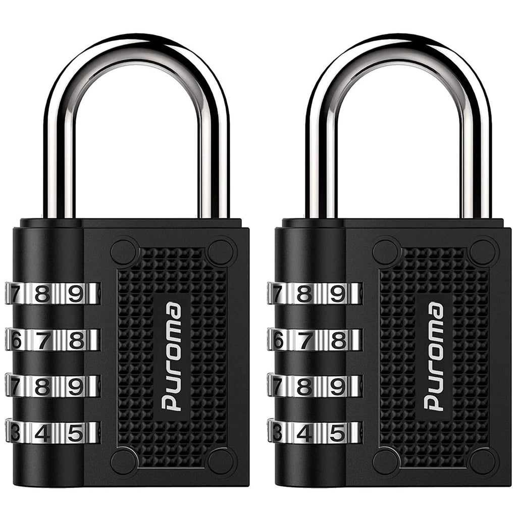  [AUSTRALIA] - Puroma 2 Pack Combination Locks Outdoor Waterproof Padlock for School Gym Locker Outdoor Fence Hasp Cabinet Toolbox Locker (Black) 1.3 Inch Black
