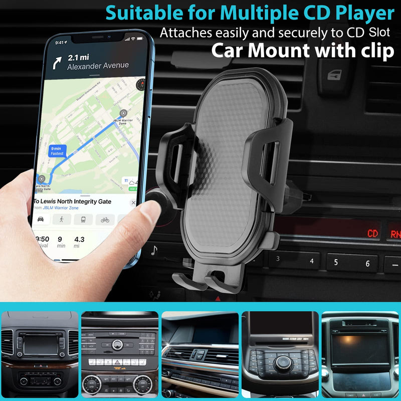  [AUSTRALIA] - Lopnord Phone Mount for Car Compatible with iPhone 14 Pro Max 13 12 11, CD Player Car Phone Mount for Samsung Galaxy S22 S21 S20, Hands Free Car Phone Mount Holder for Car SUV Truck Car Accessories