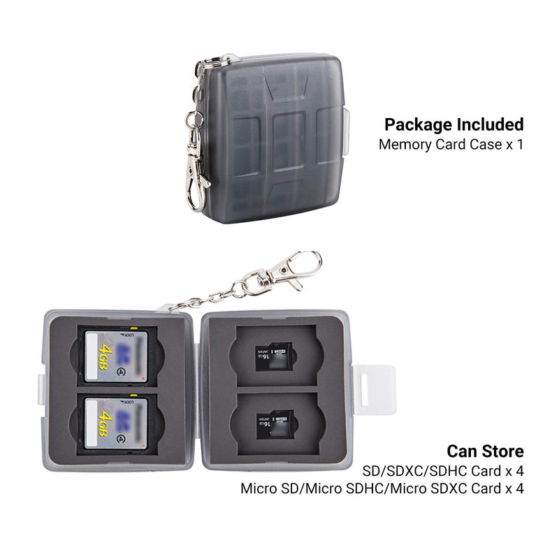 Micro SD Case SD Card Holder Case, Memory Card Case Storage for 4 SDHC SDXC Cards and 4 TF MSD Cards, Anti-Dust Crush Resistance Gray - LeoForward Australia