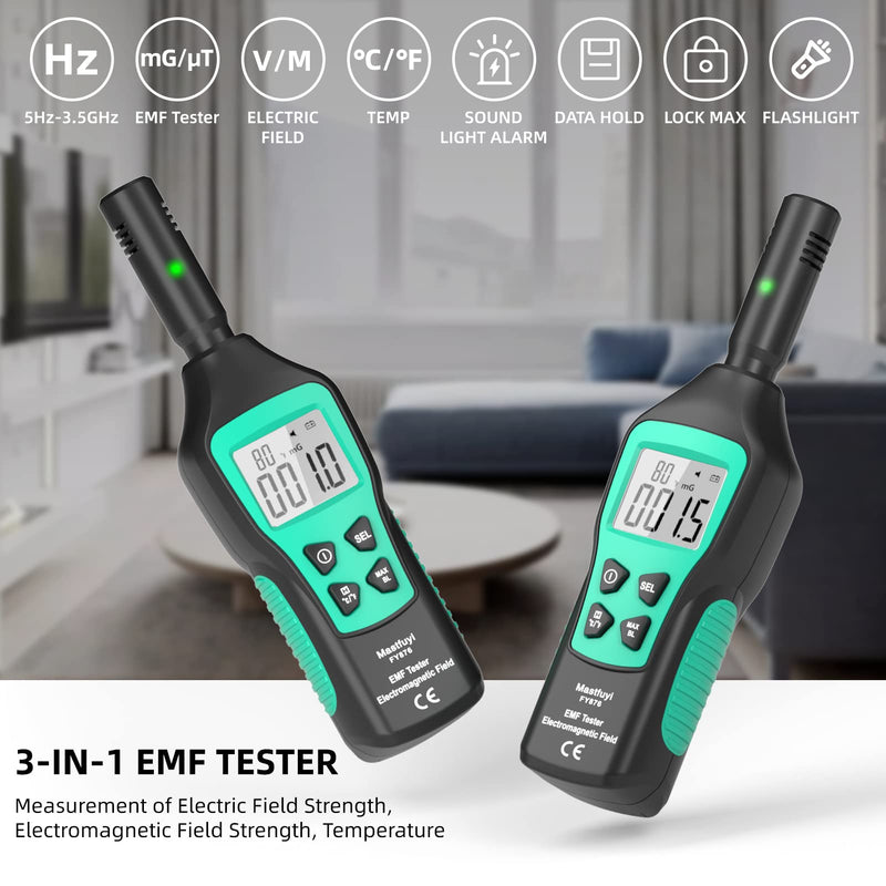  [AUSTRALIA] - EMF Meters, Electromagnetic Radiation Detector, Digital LCD EMF Detector, EMF Tester for Ghost Hunting, Home, Office, Outdoor, Indicator Lights, Audible Alarm FY876