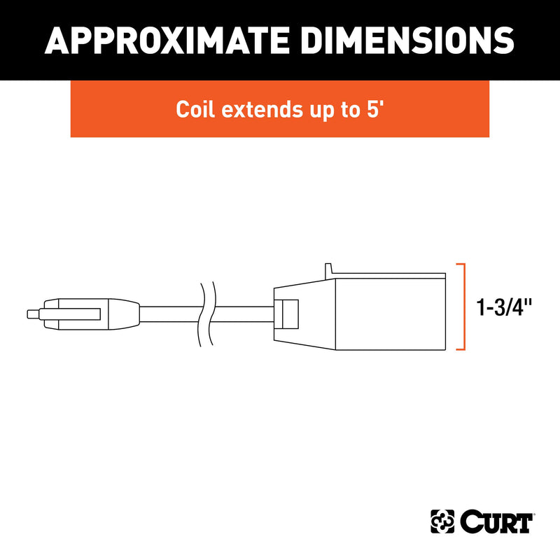  [AUSTRALIA] - CURT 57271 5-Foot 7-Way RV Blade Vehicle-Side to 4-Way Flat Trailer Wiring Adapter Extension Harness