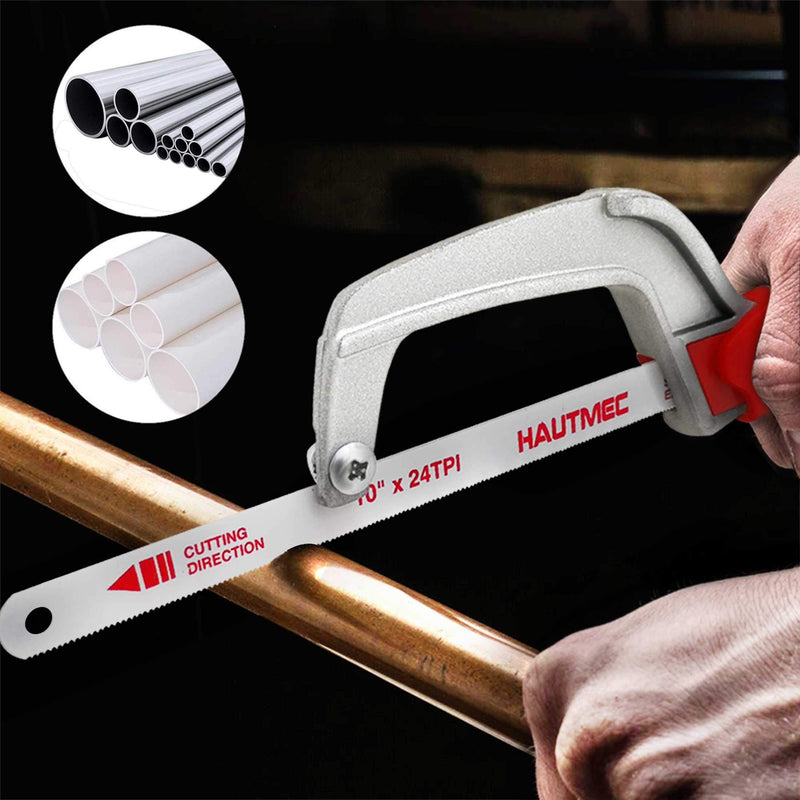  [AUSTRALIA] - HAUTMEC Mini Hacksaw – Compact Hand Hack Saw Metal Frame With Bimetal HSS Blade HT0035-PL