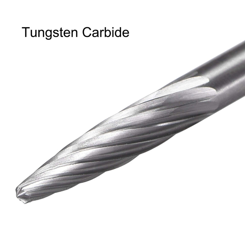 uxcell Tungsten Carbide Rotary Files 1/8" Shank, Single Cut Taper Shape Rotary Burrs Tool 3mm Dia, for Die Grinder Drill Bit Alloy Steel Hard Metal Carving Polishing Drilling, 2pcs - LeoForward Australia