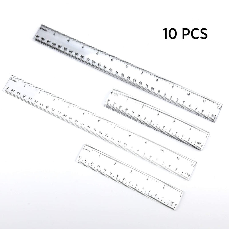  [AUSTRALIA] - TOYMIS 10 Pack Clear Plastic Ruler 6 Inch & 12 Inch Straight Ruler Transparent Plastic Ruler Kit Measuring Tool for School Office Student Supply