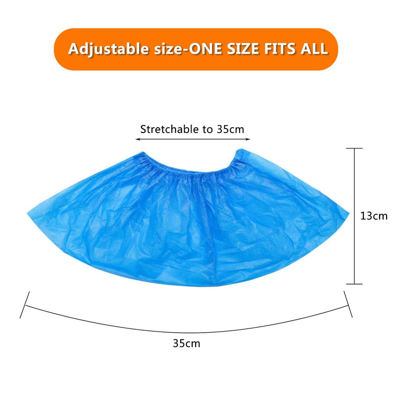  [AUSTRALIA] - Oceantree Shoe Covers Disposable - 100 Pack (50 Pairs) Disposable Shoe Boot Covers Waterproof Non Slip Durable Shoe Protector for Indoor Guest Visitor, One Size Fits All Clear Blue (CPE Plastic) CPE Plastic